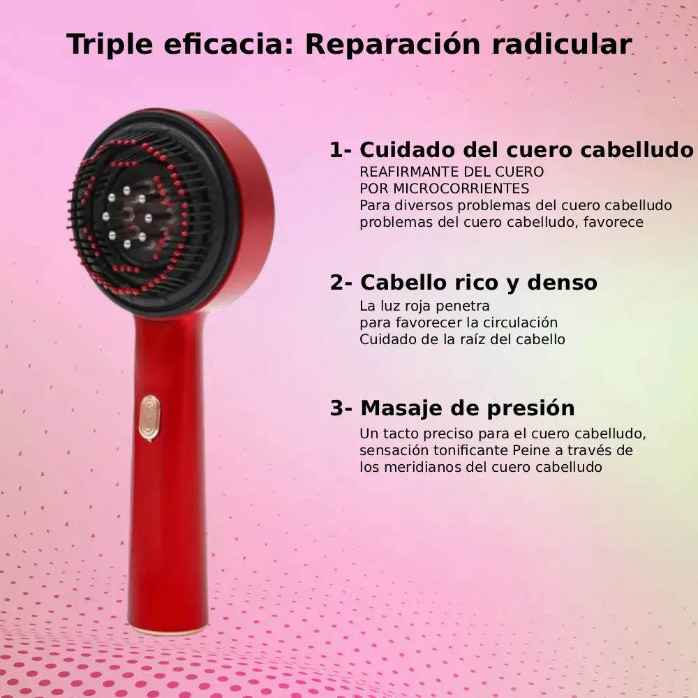 OasiVida™ | Peine eléctrico para masaje del cuero cabelludo – Luz roja y aplicador de aceite – Anticaída y crecimiento capilar