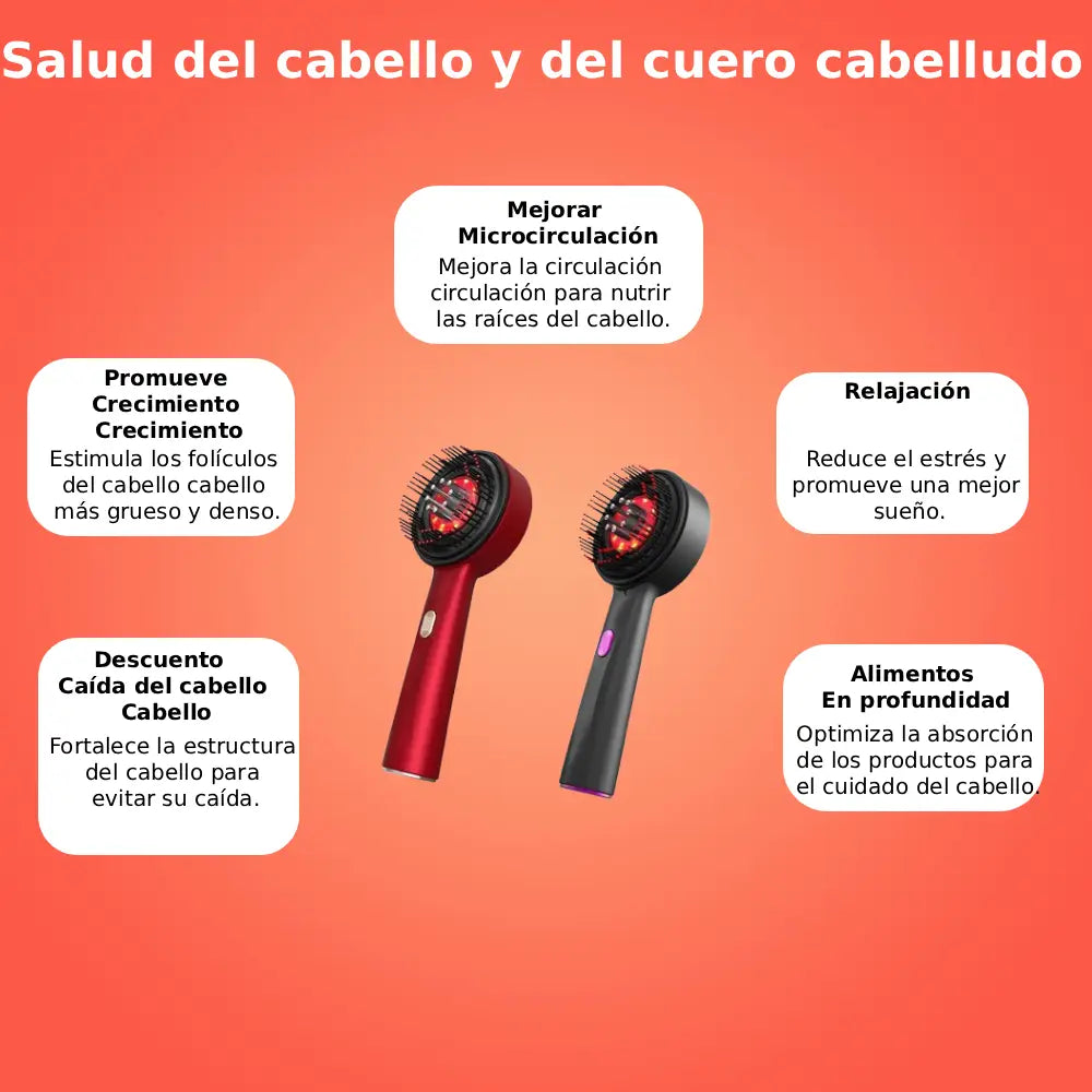 OasiVida™ | Peine eléctrico para masaje del cuero cabelludo – Luz roja y aplicador de aceite – Anticaída y crecimiento capilar